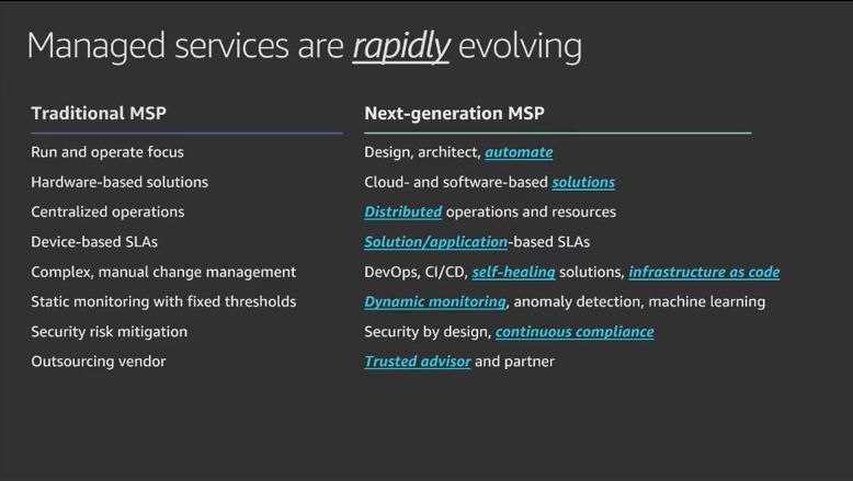 Slide from the Next Gen Managed Services Session