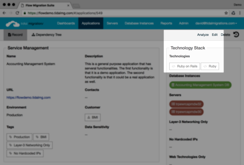 Tidal Migrations’ “Analyze” button